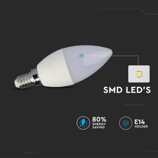 LED Λάμπα E14 Κερί με Τηλεχειριστήριο RF 3.5W V-TAC 200° 320lm RGB+Φυσικό 4000K – 2770