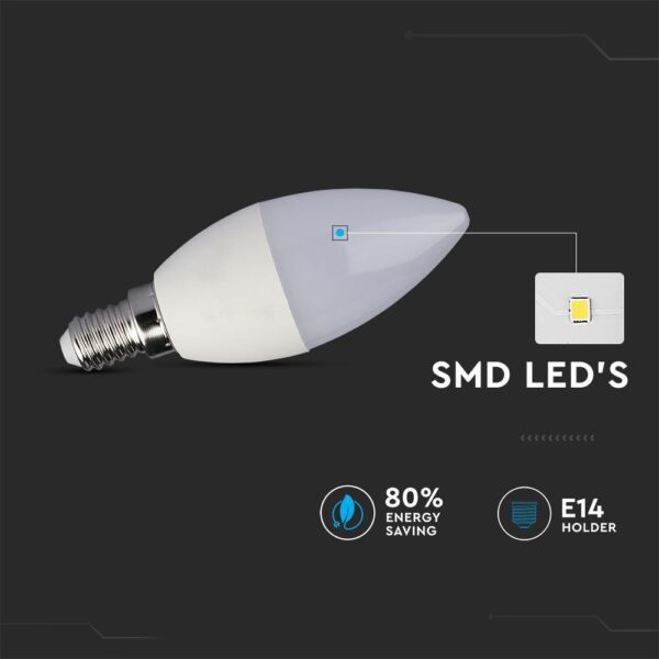 LED Λάμπα E14 Κερί με Τηλεχειριστήριο RF 3.5W V-TAC 200° 320lm RGB+Φυσικό 4000K – 2770