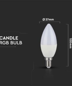 LED Λάμπα E14 Κερί με Τηλεχειριστήριο RF 3.5W V-TAC 200° 320lm RGB+Φυσικό 4000K – 2770