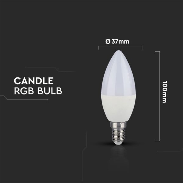 LED Λάμπα E14 Κερί με Τηλεχειριστήριο RF 3.5W V-TAC 200° 320lm RGB+Φυσικό 4000K – 2770