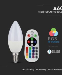 LED Λάμπα E14 Κερί με Τηλεχειριστήριο RF 3.5W V-TAC 200° 320lm RGB+Φυσικό 4000K – 2770