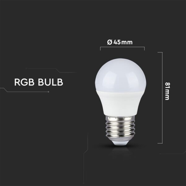 LED Λάμπα E27 G45 με Τηλεχειριστήριο RF GU10 3.5W V-TAC 180° 320lm RGB+Φυσικό Λευκό 4000K – 2773