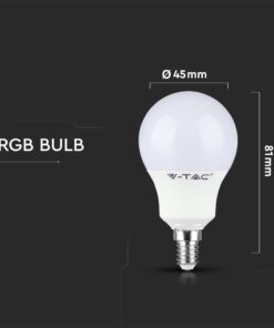 LED Λάμπα E14 Γλομπάκι με Τηλεχειριστήριο RF 3.5W V-TAC 180° 320lm RGB+Ψυχρό 6400K – 2777