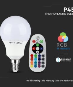 LED Λάμπα E14 Γλομπάκι με Τηλεχειριστήριο RF 3.5W V-TAC 180° 320lm RGB+Ψυχρό 6400K – 2777