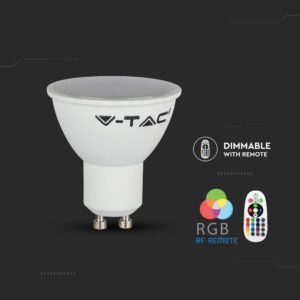 LED Spot Λάμπα με Τηλεχειριστήριο RF GU10 5.5W V-TAC 110° 420lm RGB+Θερμό Λευκό 3000K – 212778