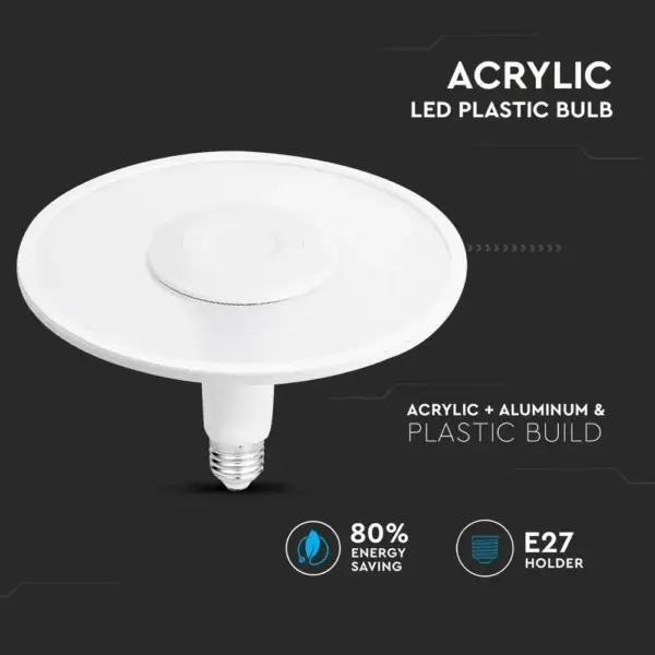 Λάμπα E27 UFO 11W ACRYLIC LED PLASTIC Samsung Chip Θερμό λευκό 3000K V-TAC – 2781