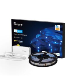 GloboStar® 80098 SONOFF L3-5M RGB Smart LED Strip Light WiFi 2.4GHz 90 SMD/M 5050 5m Roll & Power Adapter DC 5V Max 10W