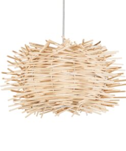 GloboStar® MINORCA 01729 Μοντέρνο Κρεμαστό Φωτιστικό Οροφής Μονόφωτο 1 x E27 Μπεζ Μπαμπού Καμπάνα Φ30 x Υ18cm