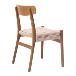 Καρέκλα Safal pakoworld oak δρυς ξύλο-έδρα εκρού σχοινί 51x50x78εκ 281-000003PW