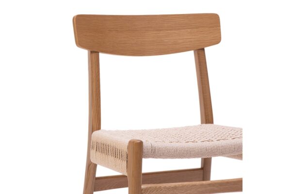 Καρέκλα Safal pakoworld oak δρυς ξύλο-έδρα εκρού σχοινί 51x50x78εκ 281-000003PW
