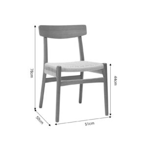 Καρέκλα Safal pakoworld oak δρυς ξύλο-έδρα εκρού σχοινί 51x50x78εκ 281-000003PW