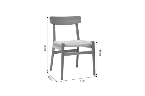 Καρέκλα Safal pakoworld oak δρυς ξύλο-έδρα εκρού σχοινί 51x50x78εκ 281-000003PW