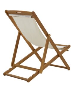 Chaise longue Franclow pakoworld acacia wood natural-cloth pvc white 282-000005
