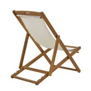 Chaise longue Franclow pakoworld acacia wood natural-cloth pvc white 282-000005
