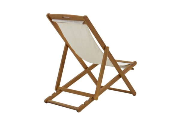 Chaise longue Franclow pakoworld acacia wood natural-cloth pvc white 282-000005