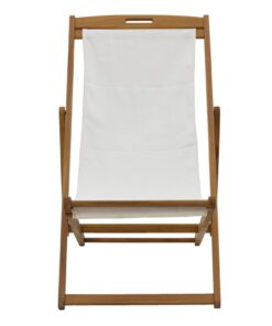 Chaise longue Franclow pakoworld acacia wood natural-cloth pvc white 282-000005