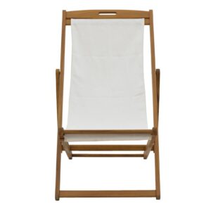 Chaise longue Franclow pakoworld acacia wood natural-cloth pvc white 282-000005