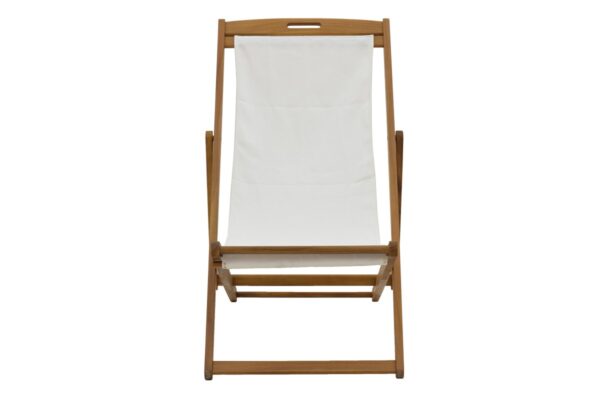Chaise longue Franclow pakoworld acacia wood natural-cloth pvc white 282-000005