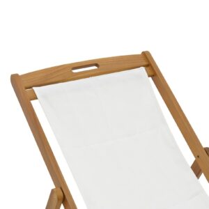 Chaise longue Franclow pakoworld acacia wood natural-cloth pvc white 282-000005