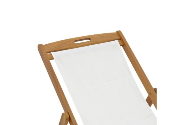 Chaise longue Franclow pakoworld acacia wood natural-cloth pvc white 282-000005