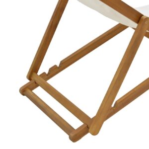 Chaise longue Franclow pakoworld acacia wood natural-cloth pvc white 282-000005
