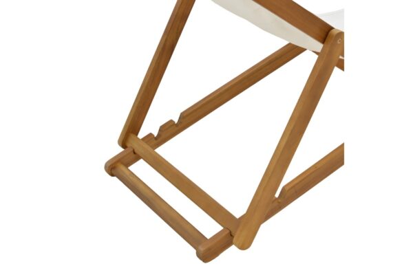 Chaise longue Franclow pakoworld acacia wood natural-cloth pvc white 282-000005
