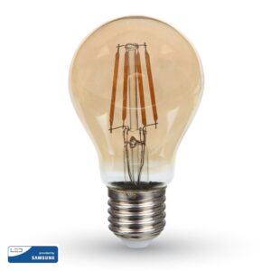 LED Λάμπα E27 Α60 4W Filament Amber V-TAC PRO Samsung Chip 300° 350lm 2200K – 282