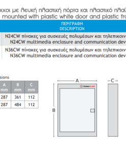Επιτοίχιος Πίνακας Πλαστικός για Συσκευές Πολυμέσων & Τηλεπικοινωνιών με Λευκή Πόρτα IP40 485X287X112mmACA – 282N36CWIT