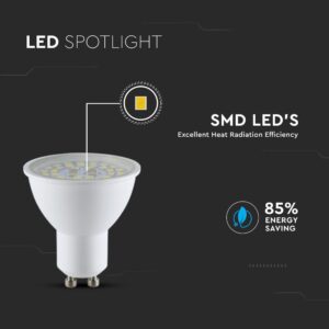 LED SPOT Λάμπα GU10 5W V-TAC 110° 750lm Θερμό 3000K – 2837
