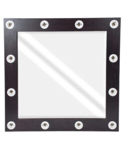 GloboStar® MAKEUP MIRROR-80×80-2 Μοντέρνος Καθρέπτης Μακιγιάζ με Πλαίσιο Φυσικού Ξύλου με Διακόπτη On/Off 12 x E27 AC220-240V – Μ80 x Π7 x Υ80cm – Καφέ Wenge