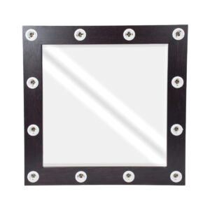 GloboStar® MAKEUP MIRROR-80×80-2 Μοντέρνος Καθρέπτης Μακιγιάζ με Πλαίσιο Φυσικού Ξύλου με Διακόπτη On/Off 12 x E27 AC220-240V – Μ80 x Π7 x Υ80cm – Καφέ Wenge