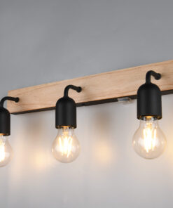 Φωτιστοικό Τοίχου Φυσικό Ξύλο & Μαύρο 3xE27 IP44 με Διακόπτη Trio Lighting – 284470332