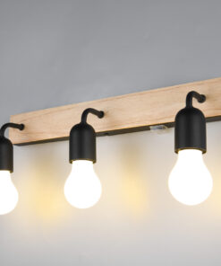 Φωτιστοικό Τοίχου Φυσικό Ξύλο & Μαύρο 3xE27 IP44 με Διακόπτη Trio Lighting – 284470332