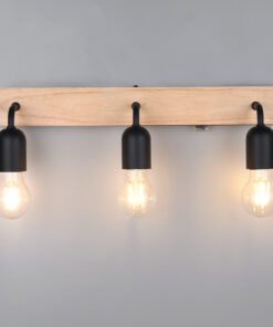 Φωτιστοικό Τοίχου Φυσικό Ξύλο & Μαύρο 3xE27 IP44 με Διακόπτη Trio Lighting – 284470332