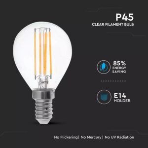LED Λάμπα E14 P45 6W Filament V-TAC 300° 600lm Θερμό 3000K – 2845