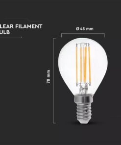 LED Λάμπα E14 P45 6W Filament V-TAC 300° 600lm Θερμό 3000K – 2845