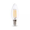 LED Λάμπα E14 Κεράκι 6W Filament V-TAC 300° 800lm Φυσικό 4000K – 2849