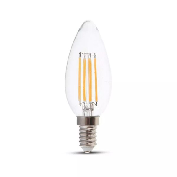 LED Λάμπα E14 Κεράκι 6W Filament V-TAC 300° 800lm Θερμό 2700K - 2848