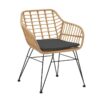 Garden armchair Naoki pakoworld with cushion pe natural-metal black leg 55x58x79cm 286-000005