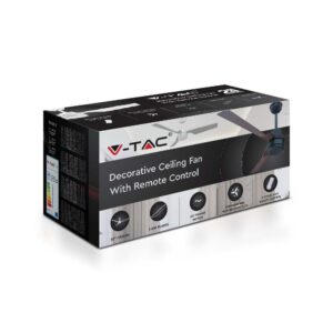 Ανεμιστήρας οροφής LED 65W μαύρο/καφέ σώμα 3 πτερυγίων με ρύθμιση μέσω RF control V-TAC – 2867