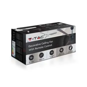 Ανεμιστήρας οροφής LED 65W μαύρο σώμα 3 πτερυγίων με ρύθμιση μέσω RF control V-TAC – 2868