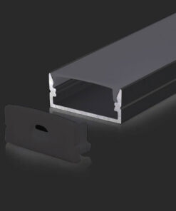 Προφίλ Αλουμινίου Μαύρο με Καπάκι 2m V-TAC για ταινία LED – 2876