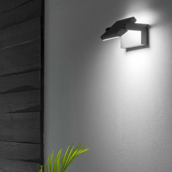 IDEAL LUX Επιτοίχιος Προβολέας SWIPE AP LED 20.5W 3000K IP54 Γκρι Χρώματος – 326863