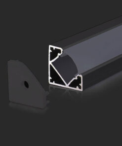 Προφίλ Αλουμινίου Γωνιακό Μαύρο με Καπάκι 2m V-TAC για ταινία LED – 2877