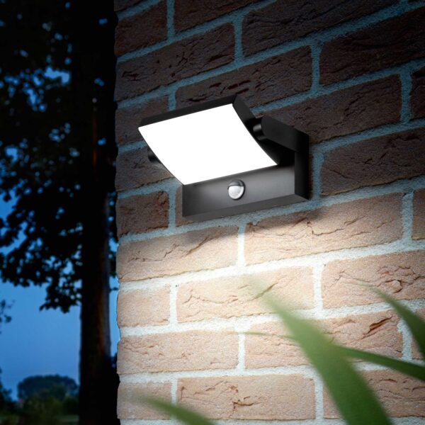 IDEAL LUX Προβολέας Τοίχου Βεράντας SWIPE LED 21W 3000K IP54 Αισθητήρα Κίνησης Χρώματος Ανθρακί – 287713