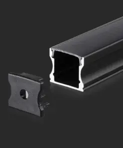 Προφίλ Αλουμινίου Μαύρο με Καπάκι 2m V-TAC για ταινία LED – 2878