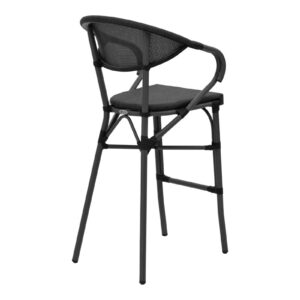 Σκαμπό μπαρ Efolian pakoworld μαύρο αλουμίνιο-μαύρο textilene 58x58x113εκ 289-000008