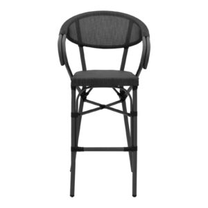 Σκαμπό μπαρ Efolian pakoworld μαύρο αλουμίνιο-μαύρο textilene 58x58x113εκ 289-000008