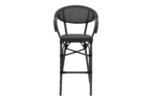 Σκαμπό μπαρ Efolian pakoworld μαύρο αλουμίνιο-μαύρο textilene 58x58x113εκ 289-000008