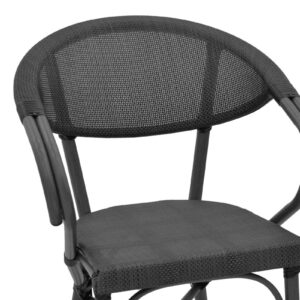 Σκαμπό μπαρ Efolian pakoworld μαύρο αλουμίνιο-μαύρο textilene 58x58x113εκ 289-000008